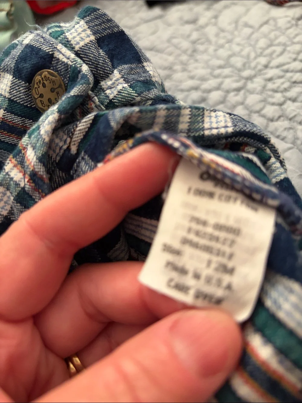Vintage OshKosh B'gosh Green & Navy Plaid Toddler Overalls